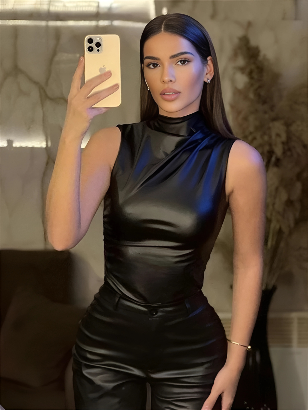Olivia Leather Top