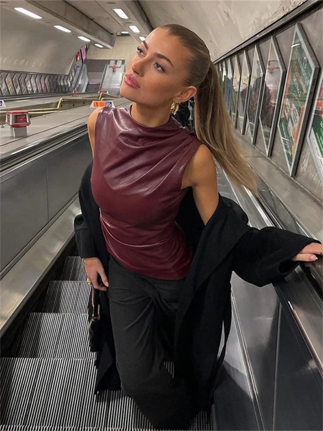 Olivia Leather Top