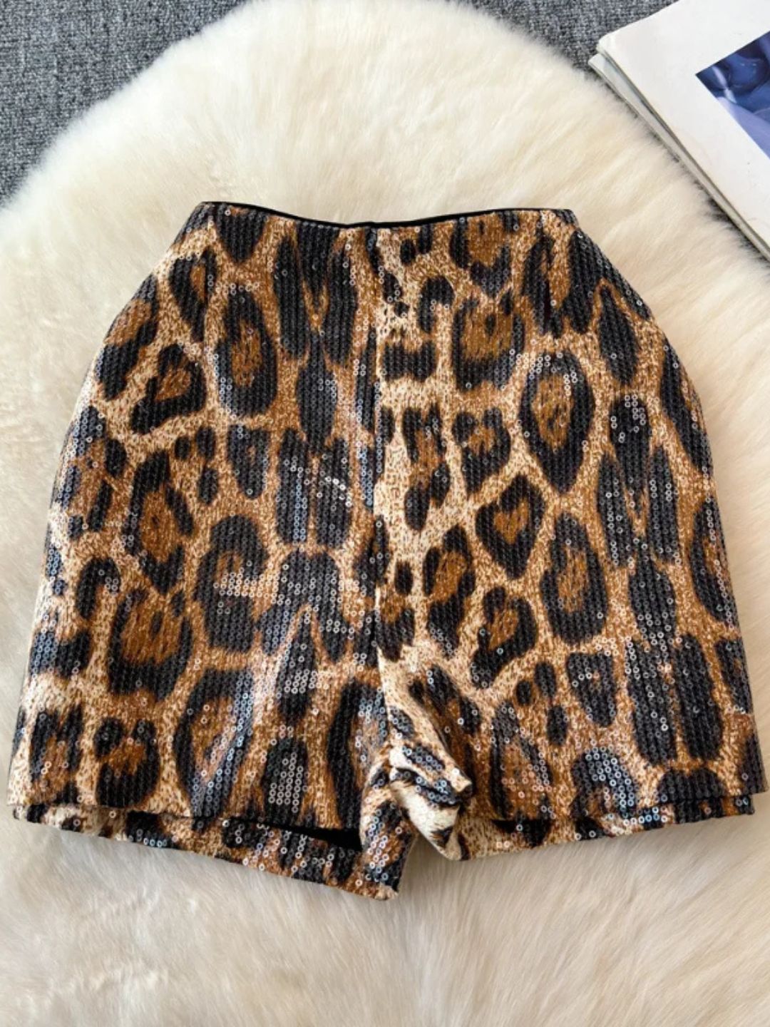 Sequin Leopard Shorts